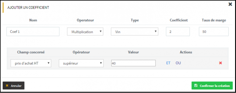 Créer des coefficients SOMM’IT