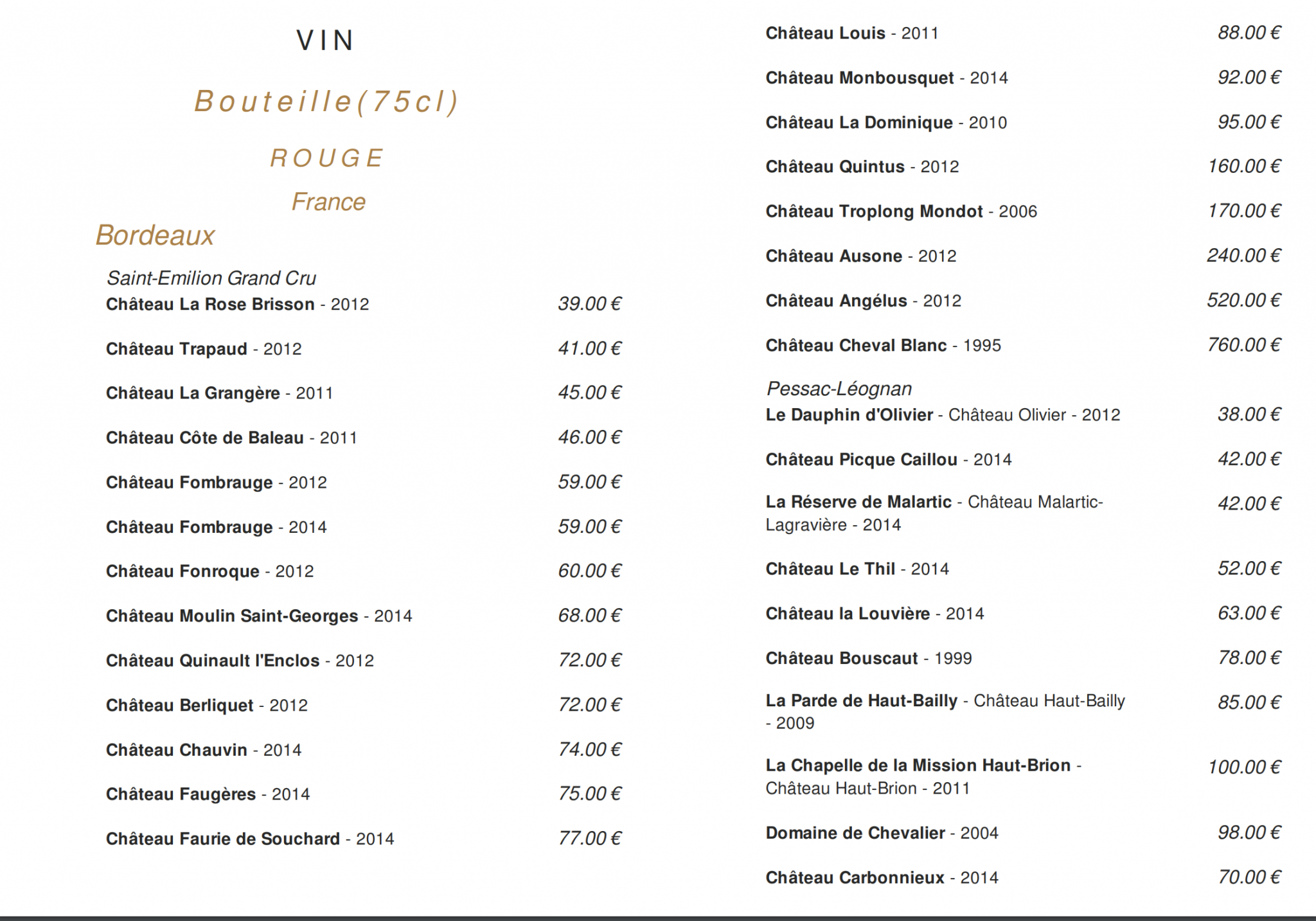 dénomination exacte des vins