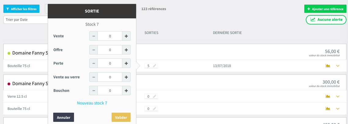 gestion des stocks sorties avec l'outil SOMM'IT