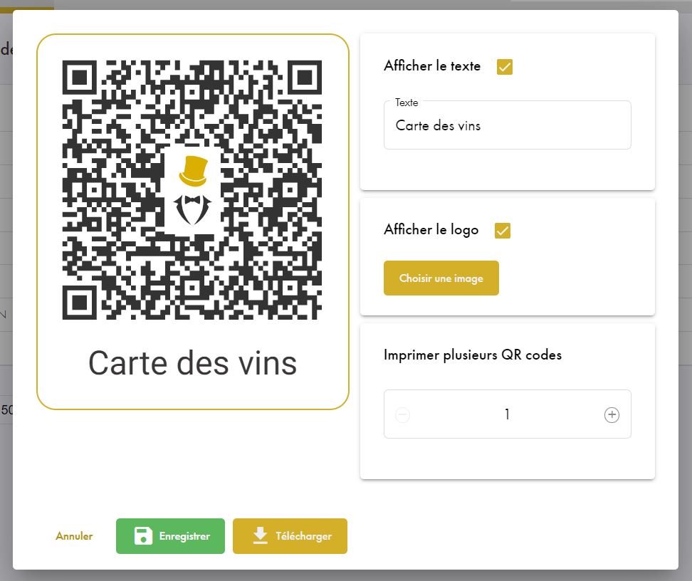 QR code carte vins SOMM'IT